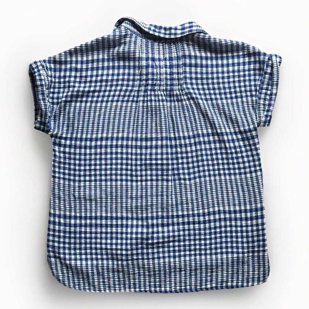 Casa Cabana Womens Gauze Button Up Shirt Size XL Blue White Gingham 100% Cotton - Picture 2 of 10